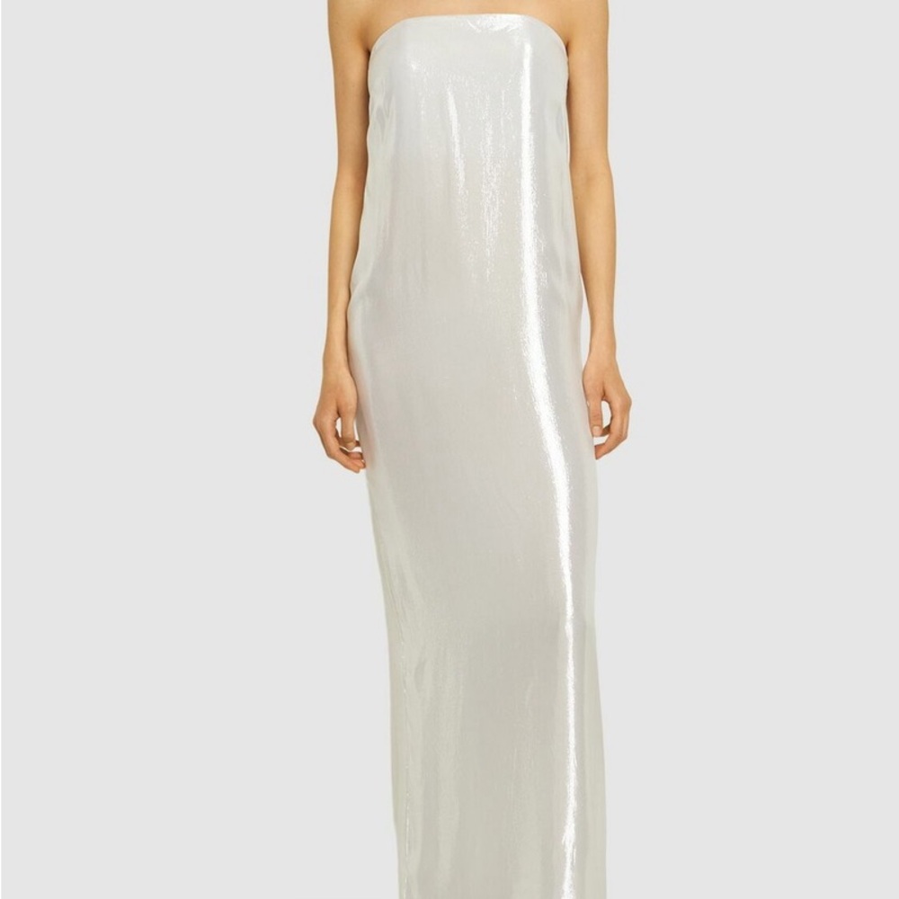 STAUD CASEY METALLIC SILVER DRESS